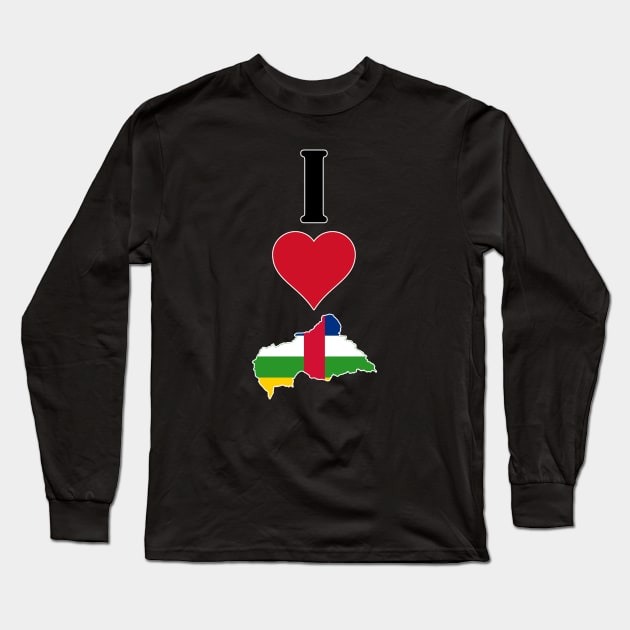 I Love Central African Republic Vertical I Heart Country Flag Map Long Sleeve T-Shirt by Sports Stars ⭐⭐⭐⭐⭐